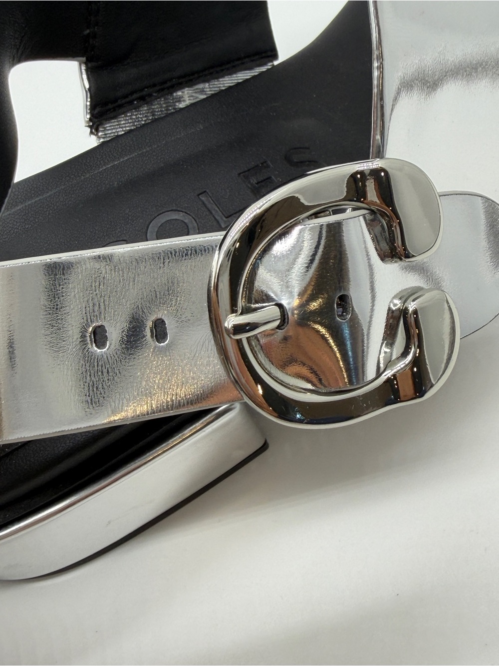 Aerosoles Silver Metallic Strap Women's Sandals 11 WIDE - Picture 11 of 11